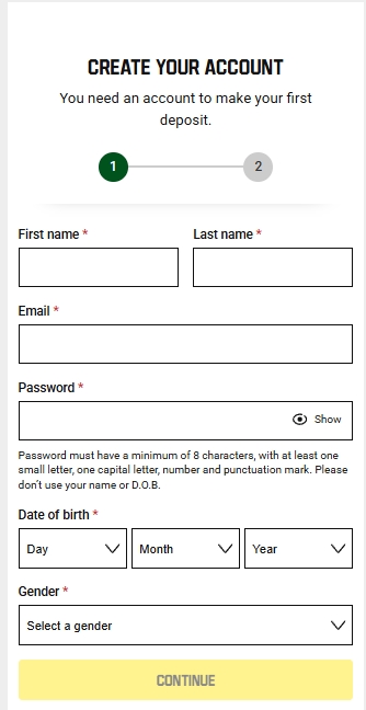 Registration at Unibet to play Plinko online.